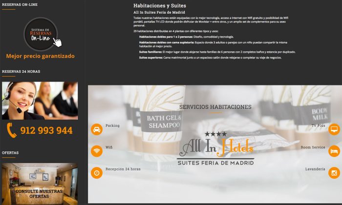 Diseño web para All In Hotels, realizado por Dedalo Digital