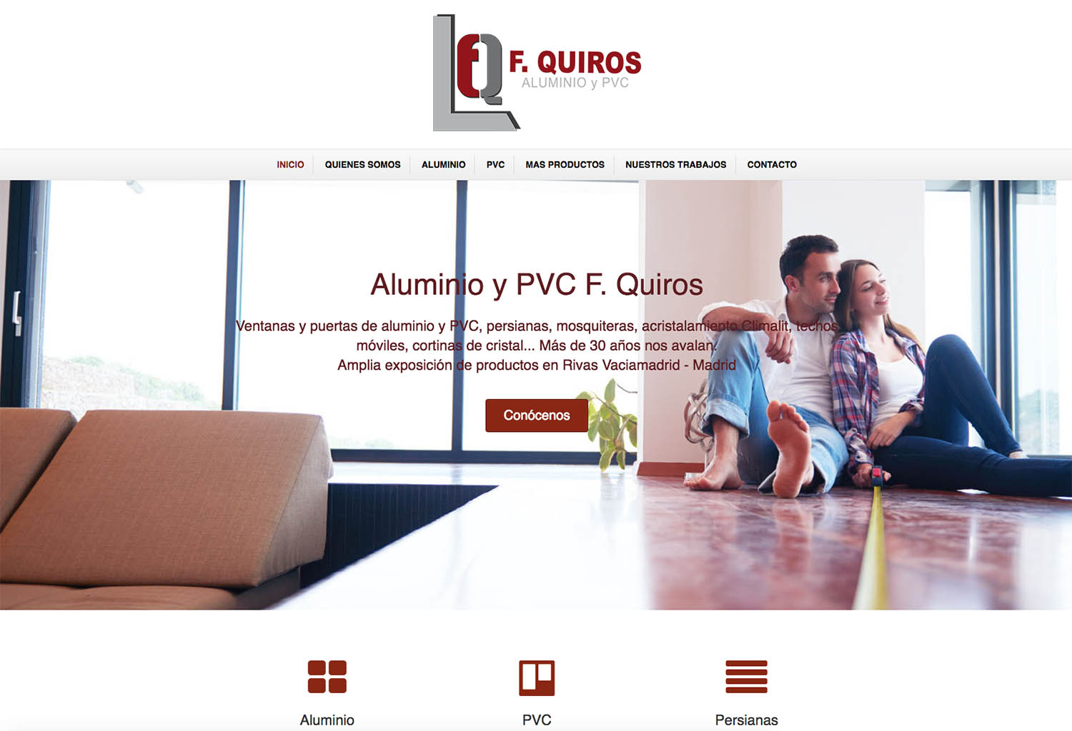 Diseño web para Aluminio y PVC F. Quirós, realizado por Dedalo Digital