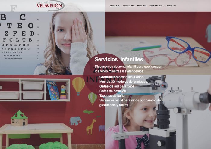 Diseño web para Optica Velavisión, realizado por Dedalo Digital