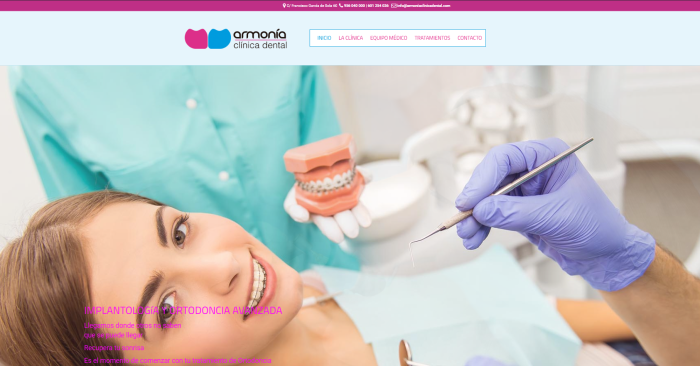Diseño web para la Clínica dental Armonía, realizado por Dedalo Digital