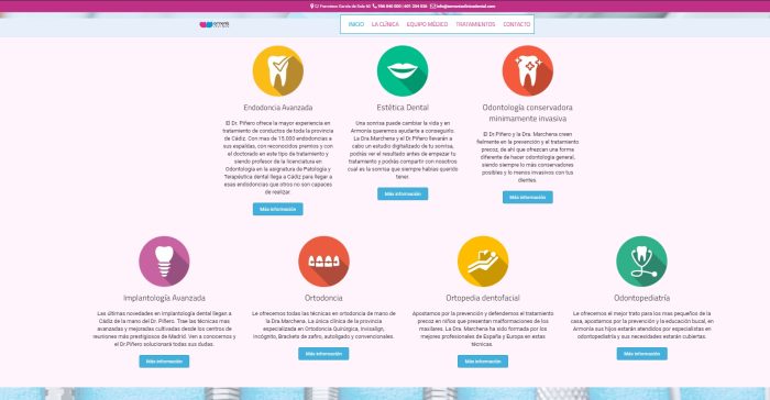Diseño web para la Clínica dental Armonía, realizado por Dedalo Digital