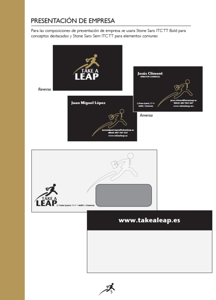 Imagen corporativa para Take a Leap, realizado por Dedalo Digital